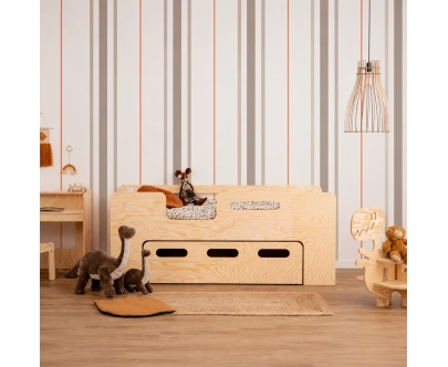 Kinderbett mit Schublade und Lattenrost PIPI Montessori Holz