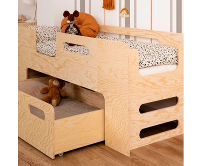 Kinderbett mit Schublade und Lattenrost PIPI Montessori Holz
