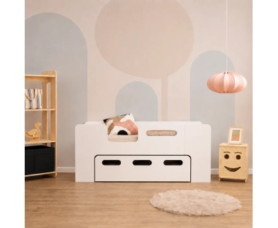 Kinderbett mit Schublade und Lattenrost PIPI Montessori Holz