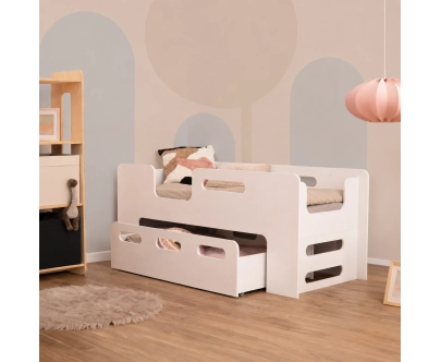 Kinderbett mit Schublade und Lattenrost PIPI Montessori Holz