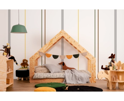 Hausbett für Kinder mit niedriger Konstruktion und Lattenrost MOON G Montessori Holz