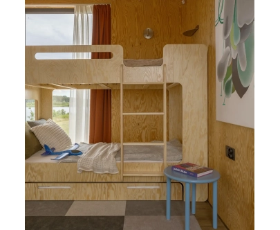Etagenbett für Kinder mit Schublade und Lattenrost MIMI D Montessori Holz