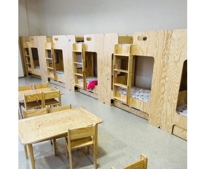 Etagenbett für Kinder mit Schublade und Lattenrost MIMI D Montessori Holz