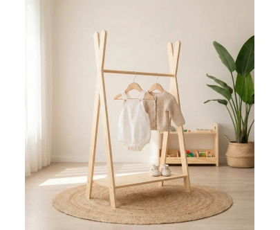 Kleiderständer für Kinder mit Ablage TIPI Montessori Holz