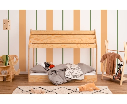 Hausbett für Kinder mit niedriger Konstruktion und Lattenrost MOON M Montessori Holz