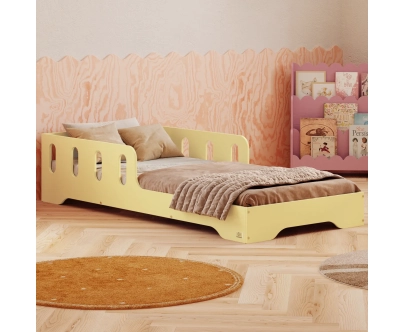 Einzelbett für Kinder mit Rausfallschutz und Lattenrost TILA 6 Montessori Holz