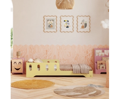 Einzelbett für Kinder mit Rausfallschutz und Lattenrost TILA 6 Montessori Holz