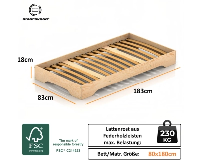 Bodenbett für Kinder mit Lattenrost TILA 7 Montessori Holz