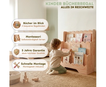Kinderbücherregal LULU Montessori aus Holz