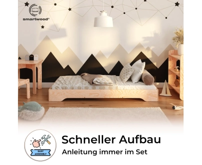 Bodenbett für Kinder mit Lattenrost TILA 7 Montessori Holz