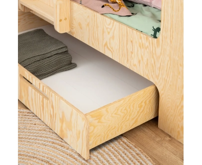 Etagenbett für Kinder mit Schublade und Lattenrost MIMI D Montessori Holz