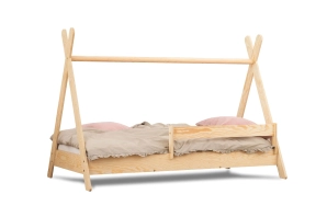Hausbett für Kinder mit Rausfallschutz und Lattenrost TIPI Montessori Holz