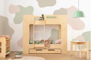 Etagenbett für Kinder mit Schublade und Lattenrost MIMI D Montessori Holz