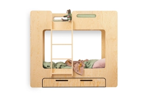 Etagenbett für Kinder mit Schublade und Lattenrost MIMI D Montessori Holz