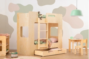 Etagenbett für Kinder mit Schublade und Lattenrost MIMI D Montessori Holz