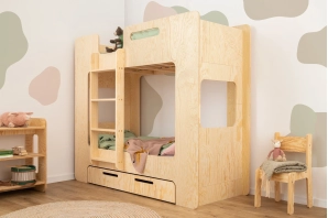 Etagenbett für Kinder mit Schublade und Lattenrost MIMI D Montessori Holz