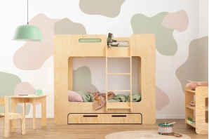 Etagenbett für Kinder mit Schublade und Lattenrost MIMI D Montessori Holz