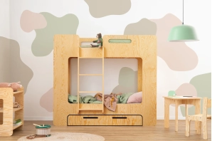 Etagenbett für Kinder mit Schublade und Lattenrost MIMI D Montessori Holz