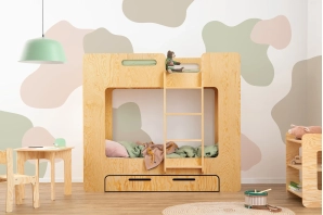 Etagenbett für Kinder mit Schublade und Lattenrost MIMI D Montessori Holz