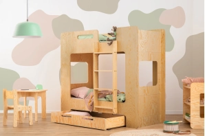 Etagenbett für Kinder mit Schublade und Lattenrost MIMI D Montessori Holz