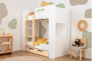 Etagenbett für Kinder mit Schublade und Lattenrost MIMI D Montessori Holz