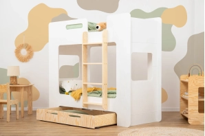 Etagenbett für Kinder mit Schublade und Lattenrost MIMI D Montessori Holz
