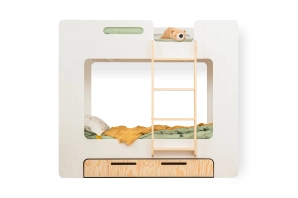 Etagenbett für Kinder mit Schublade und Lattenrost MIMI D Montessori Holz