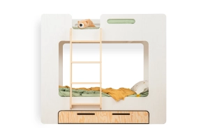 Etagenbett für Kinder mit Schublade und Lattenrost MIMI D Montessori Holz