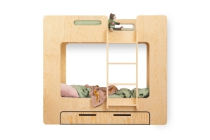 Etagenbett für Kinder mit Schublade und Lattenrost MIMI D Montessori Holz