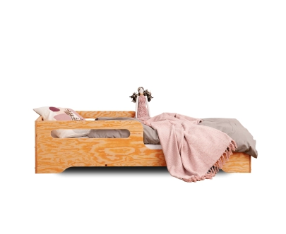 Einzelbett für Kinder mit Rausfallschutz und Lattenrost TILA 3 Montessori Holz