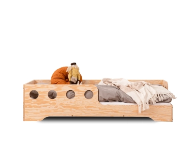 Einzelbett für Kinder mit Rausfallschutz und Lattenrost TILA 5 Montessori Holz