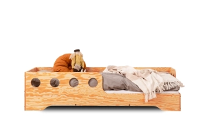 Einzelbett für Kinder mit Rausfallschutz und Lattenrost TILA 5 Montessori Holz