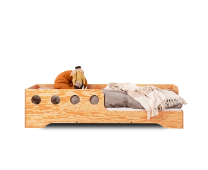 Einzelbett für Kinder mit Rausfallschutz und Lattenrost TILA 5 Montessori Holz