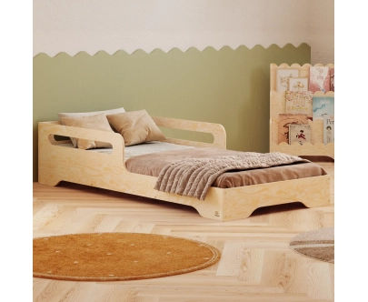 Einzelbett für Kinder mit Rausfallschutz und Lattenrost TILA 3 Montessori Holz