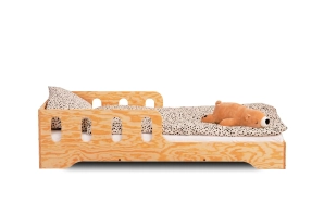 Einzelbett für Kinder mit Rausfallschutz und Lattenrost TILA 6 Montessori Holz