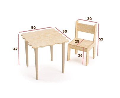 Kindertisch mit Stuhl SET NALU TAB Montessori Holz