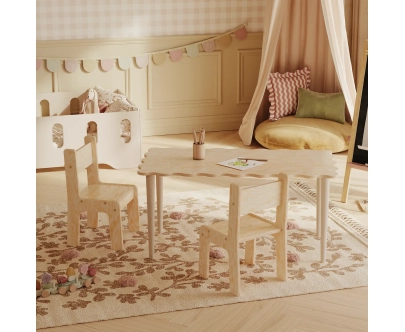 Großer Kindertisch mit Stühlen SET NALU TAB XL Montessori Holz