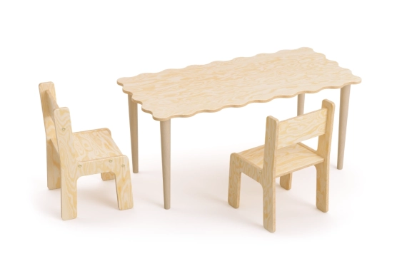 Großer Kindertisch mit Stühlen SET NALU TAB XL Montessori Holz