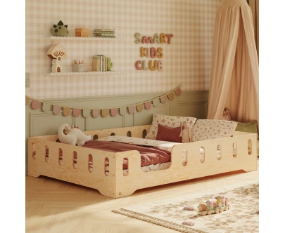 Einzelbett für Kinder mit Rausfallschutz und Lattenrost TILA 2 Montessori Holz
