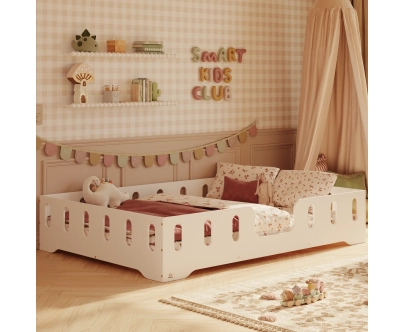 Einzelbett für Kinder mit Rausfallschutz und Lattenrost TILA 2 Montessori Holz