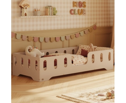 Einzelbett für Kinder mit Rausfallschutz und Lattenrost TILA 2 Montessori Holz