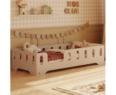 Einzelbett für Kinder mit Rausfallschutz und Lattenrost TILA 2 Montessori Holz