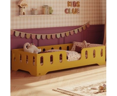 Einzelbett für Kinder mit Rausfallschutz und Lattenrost TILA 2 Montessori Holz