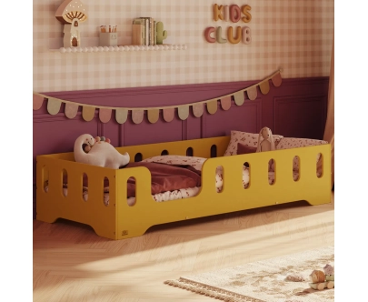 Einzelbett für Kinder mit Rausfallschutz und Lattenrost TILA 2 Montessori Holz