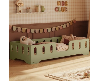 Einzelbett für Kinder mit Rausfallschutz und Lattenrost TILA 2 Montessori Holz