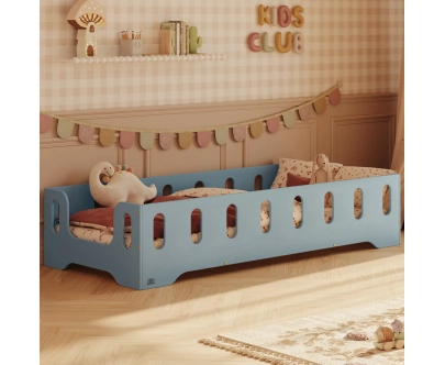 Einzelbett für Kinder mit Rausfallschutz und Lattenrost TILA 2 Montessori Holz