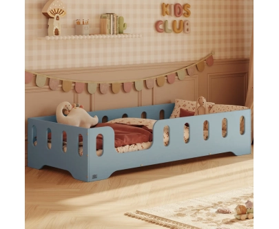 Einzelbett für Kinder mit Rausfallschutz und Lattenrost TILA 2 Montessori Holz