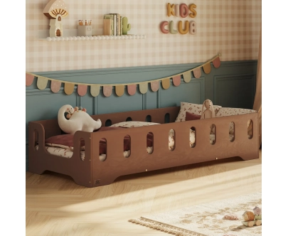 Einzelbett für Kinder mit Rausfallschutz und Lattenrost TILA 2 Montessori Holz