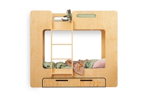 Etagenbett für Kinder mit Schublade und Lattenrost MIMI D Montessori Holz