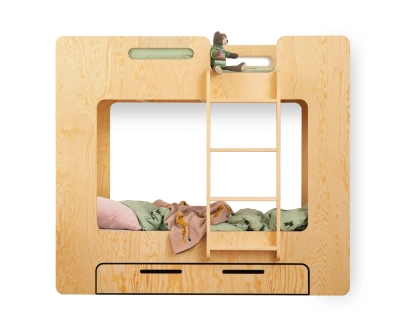 Etagenbett für Kinder mit Schublade und Lattenrost MIMI D Montessori Holz